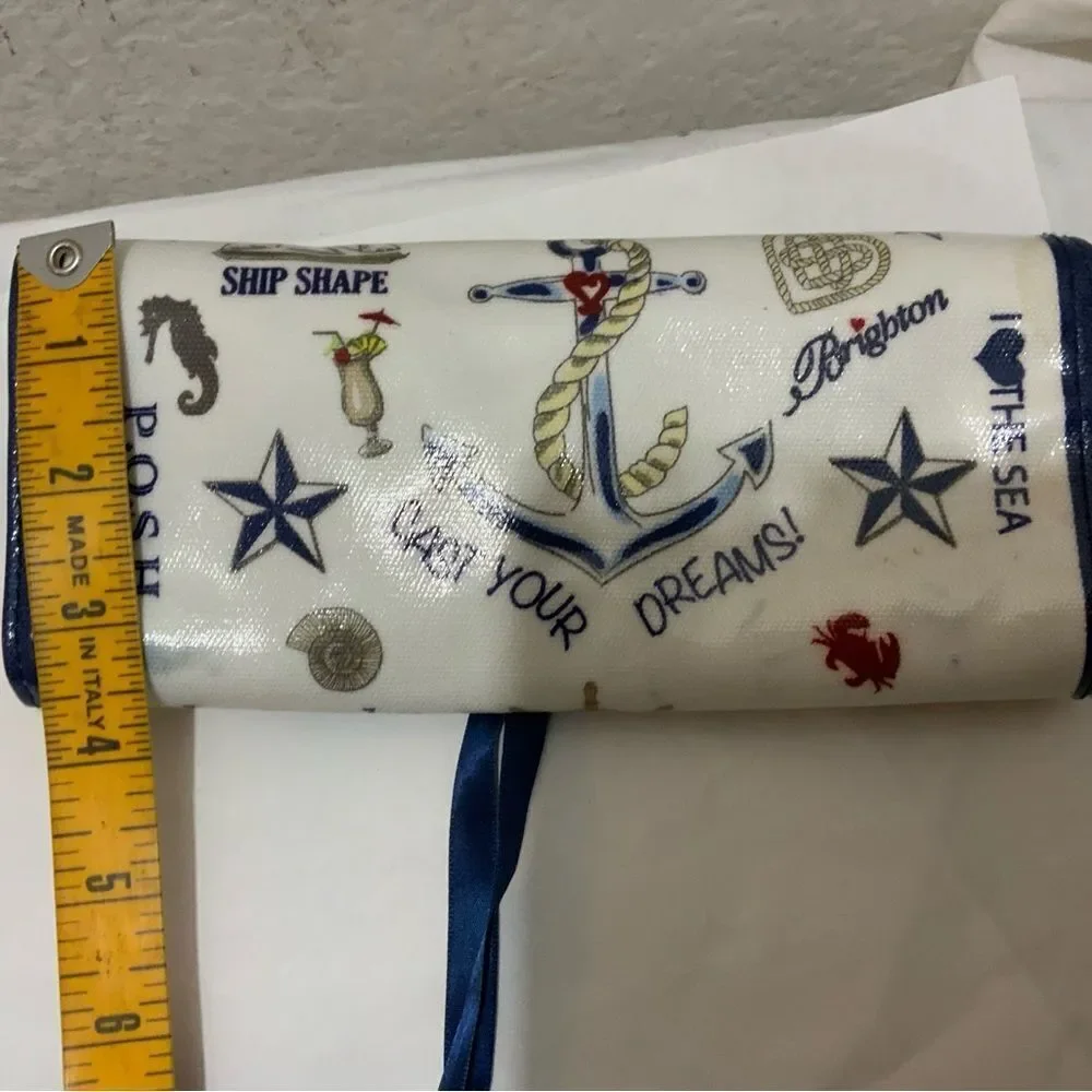 Brighton Jewelry Roll Anchors Aweigh Seaside Chic Velvet White Blue Trav…